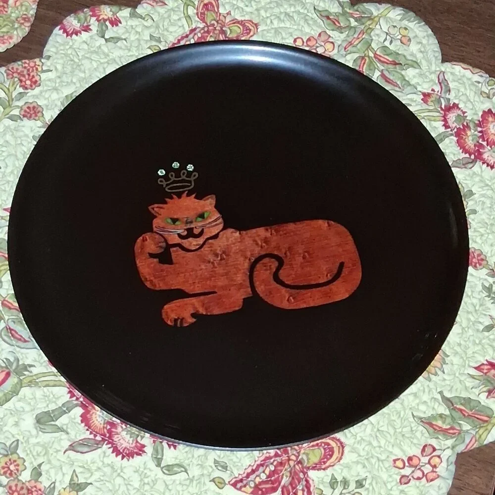 🔥 Couroc of Monterey “King Cat” Cocktail Tray – One Cool Kat! – 10.5”
